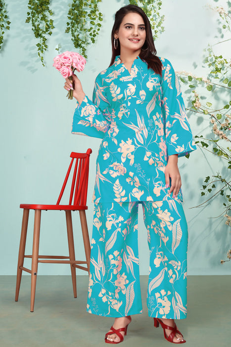 NACEY PRINTED CO-ORD SET SKY BLUE