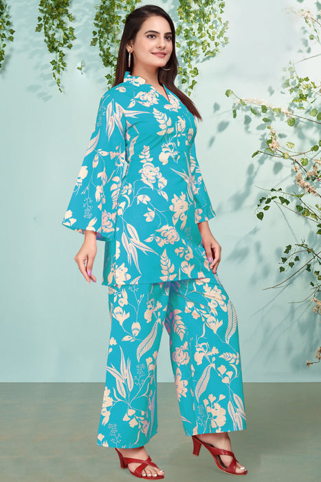 NACEY PRINTED CO-ORD SET SKY BLUE