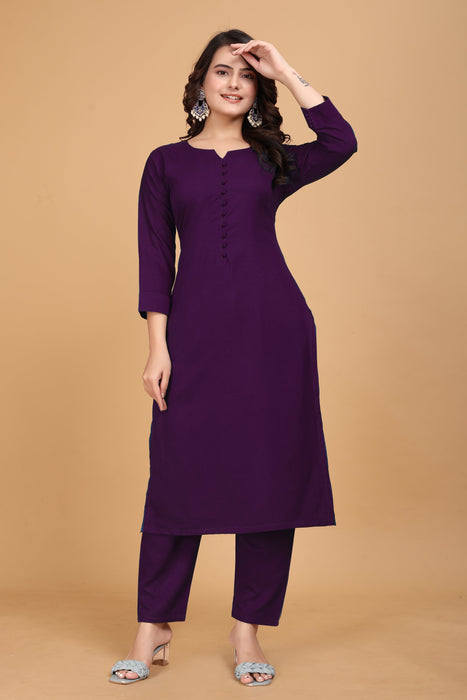 ROSHNI RAYON KURTI AND PANT SET WAIN