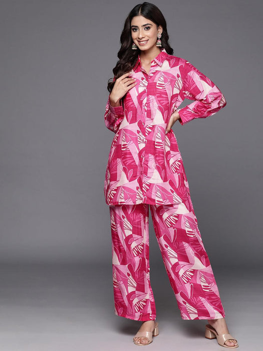 ARCHNA RAYON PRINTED CO-ORD SET PINK