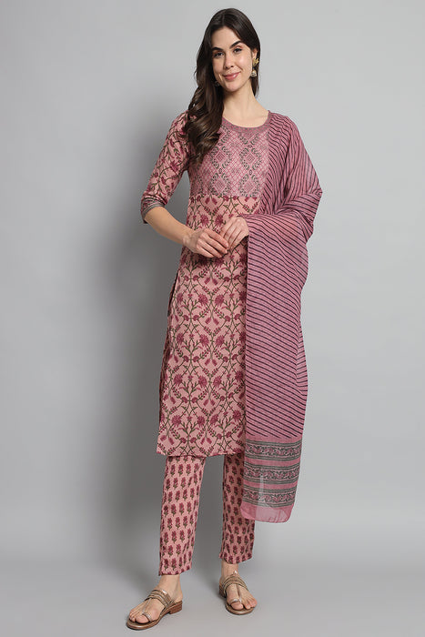 PINK PRINTED KURTI WITH PANT