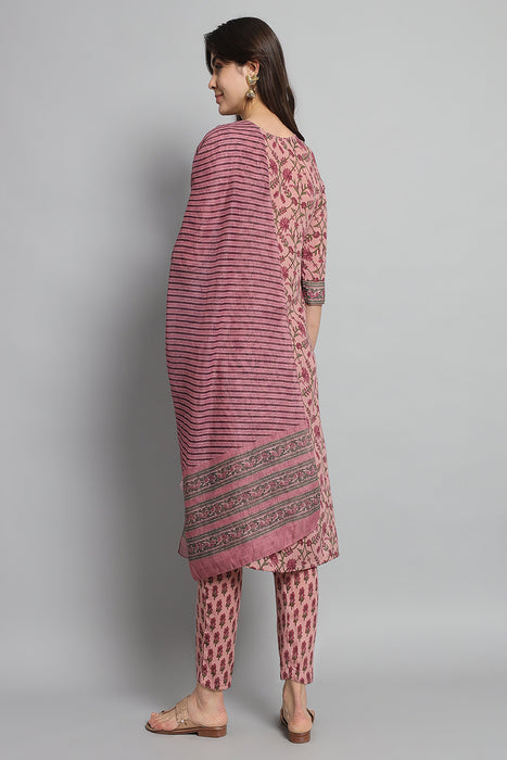 PINK PRINTED KURTI WITH PANT