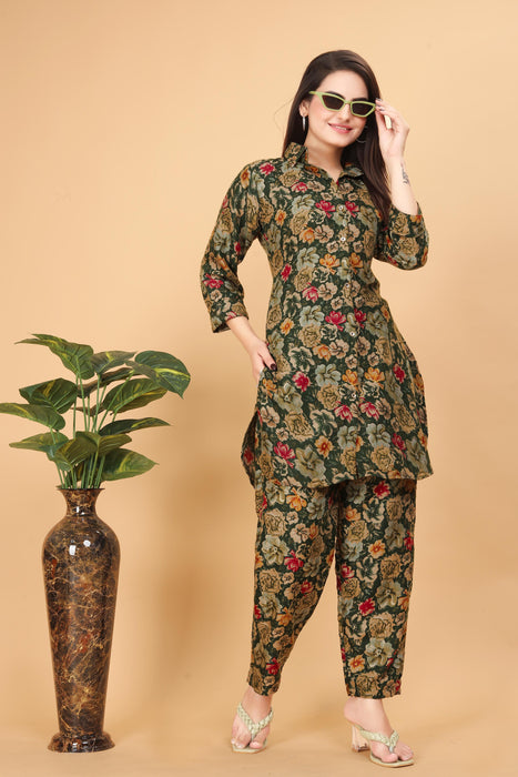 SRUSHTI PRINTE CO-ORD SET MAHENDI