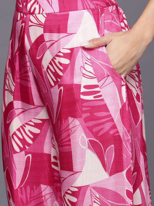 ARCHNA RAYON PRINTED CO-ORD SET PINK