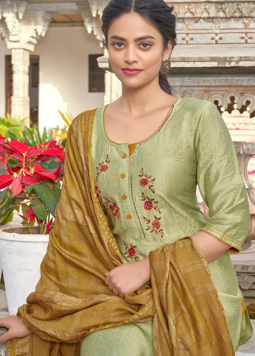 DEVYANI PISTA EMBROIDERY KURTA SET