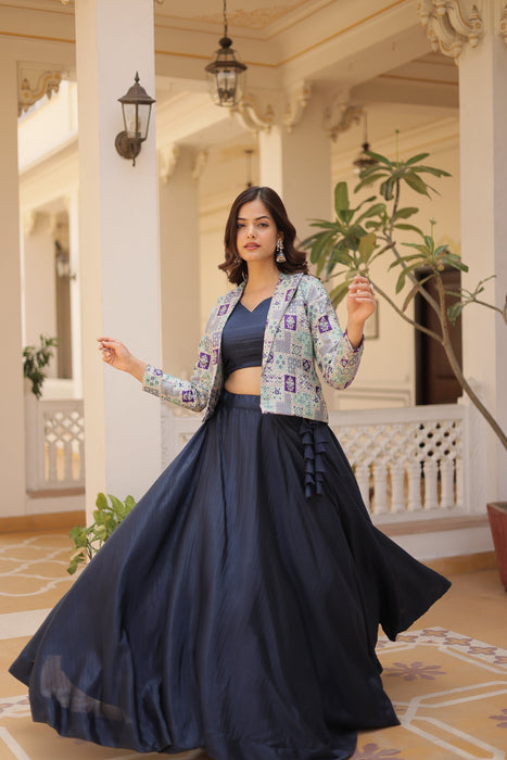 TEALISH BLUE PREMIUM LENGHA CHOLI WITH KOTI