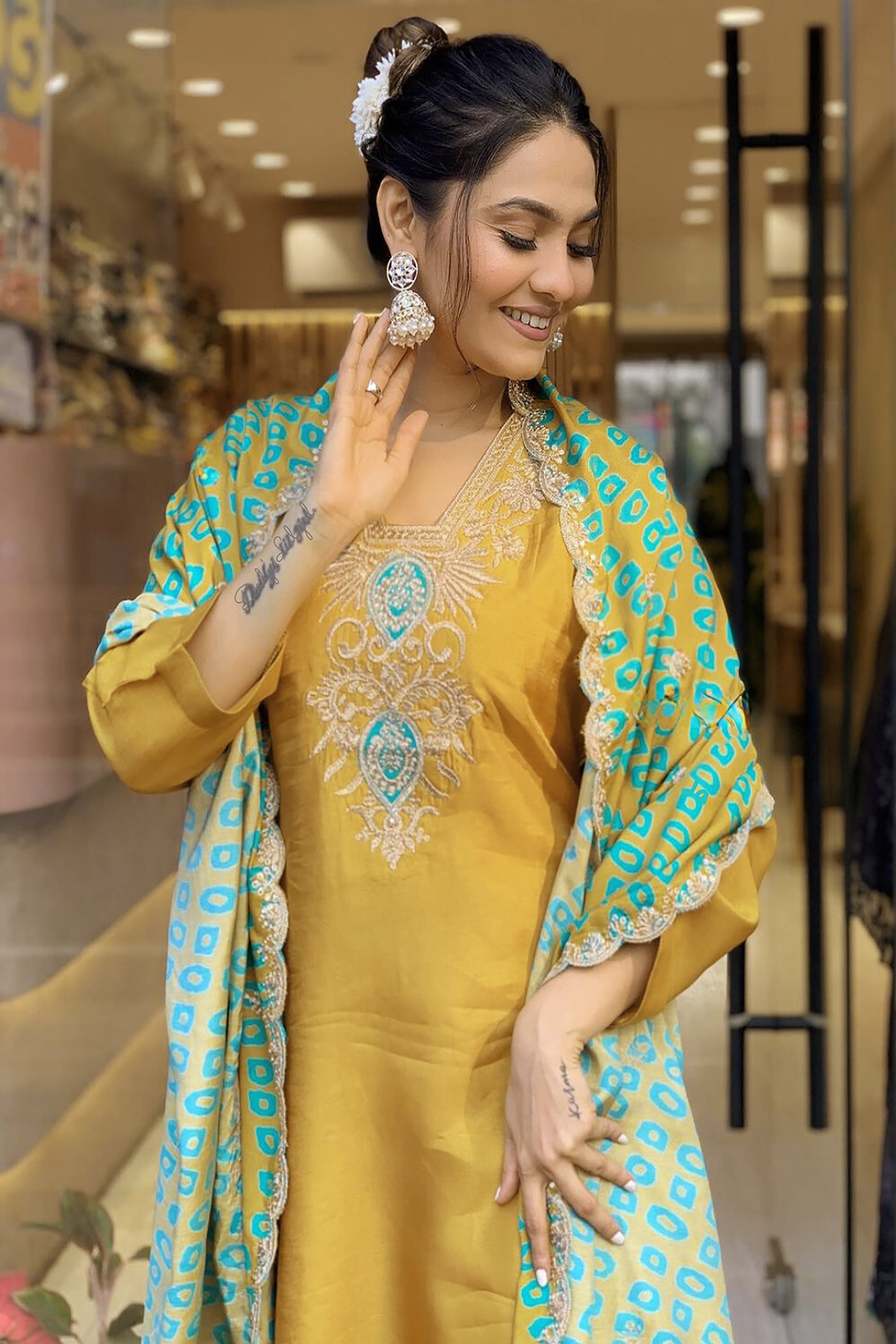 TURMERIC YELLOW KURTI WITH PANT