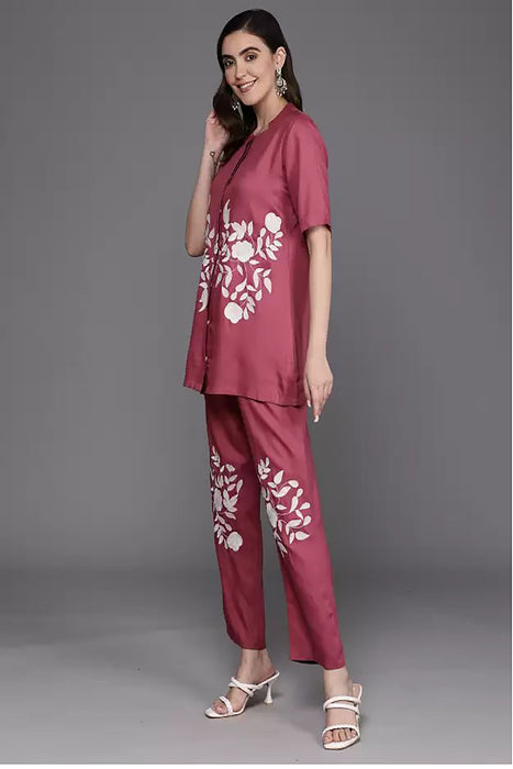 DARK ROSE PREMIUM EMBROIDERY WORK CO-ORD SET